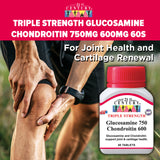 Triple Strength Glucosamine Chondroitin 750mg 600mg 60's