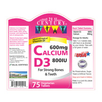 Calcium 600mg + D3 800IU 75’s
