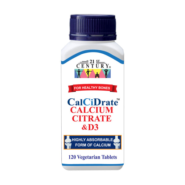 21st Century CalCiDrate Calcium Citrate 600mg + D3 120's
