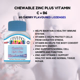 21 St Century Chewable Zinc Plus Vitamins C + B6 60's Cherry Flavoured Lozenges