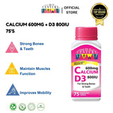Calcium 600mg + D3 800IU 75’s