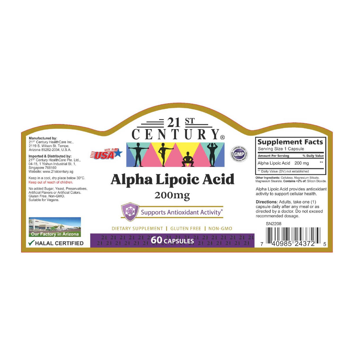 *NEW* 21st Century Alpha Lipoic Acid 200mg 60s