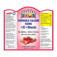 Chewable Calcium 600mg + D3 + Minerals 60's