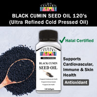 Black Cumin Seed Oil 120 softgels (Ultra Refined Cold Pressed Oil)