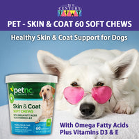 Pet - PetNC Natural Care Skin and Coat for Dogs with Omega Fatty Acids + Vitamins D3 & E - 60 Soft Chews (Veterinarian Formulated)